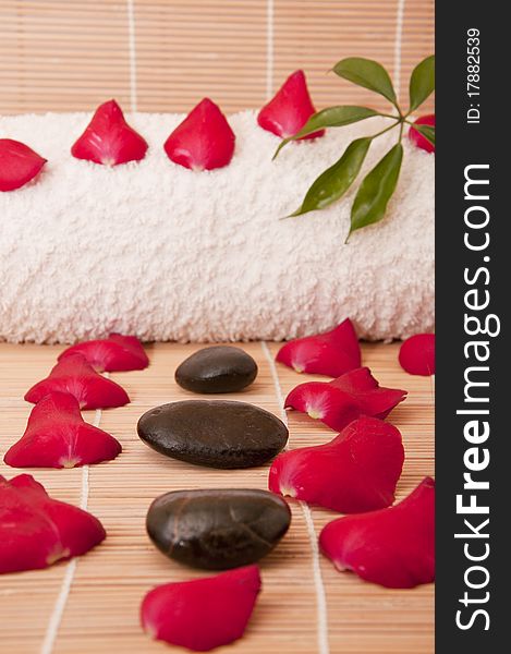 Spa Stones With Flower Petals