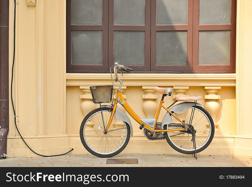 Yellow Bicycle in SanamJan palace, Nakornpathom, Thailand.