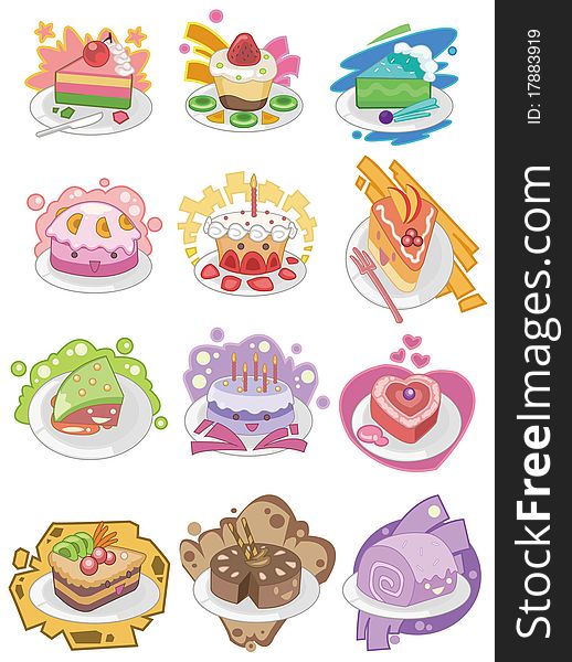 Cartoon cake icon,vector drawing