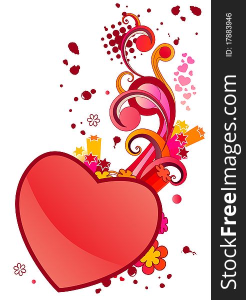 Big red heart with abstract modern elements. Big red heart with abstract modern elements