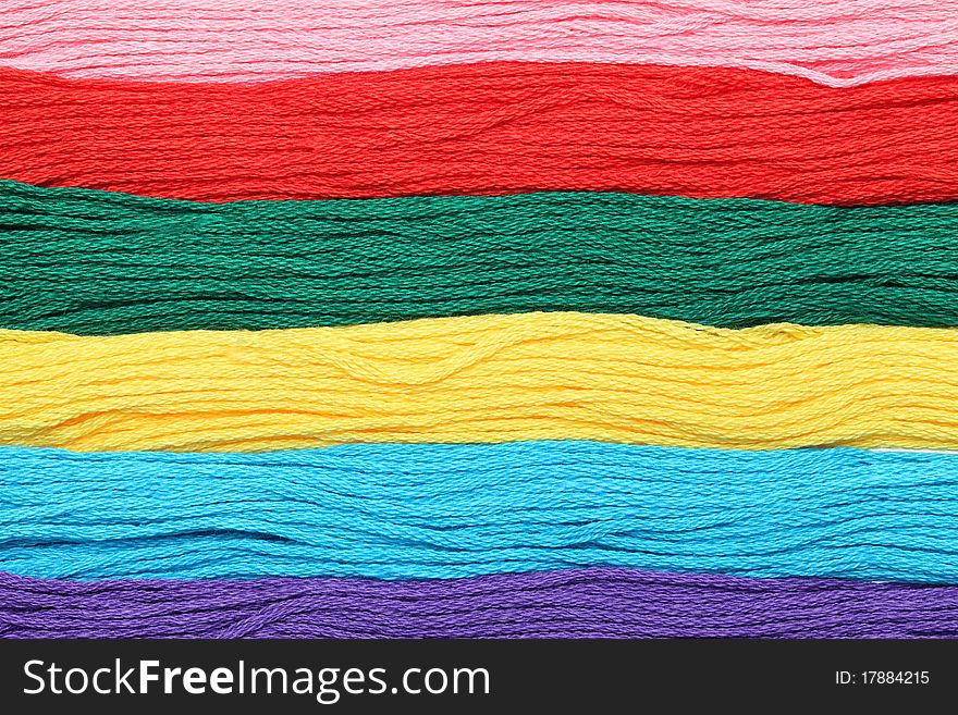 Close up of colorful thread texture