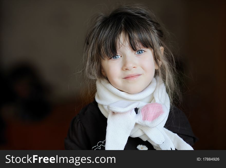 Beauty Girl In White Scarf