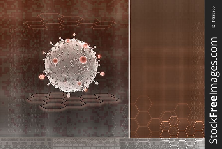 Digital illustration of virus in brown background