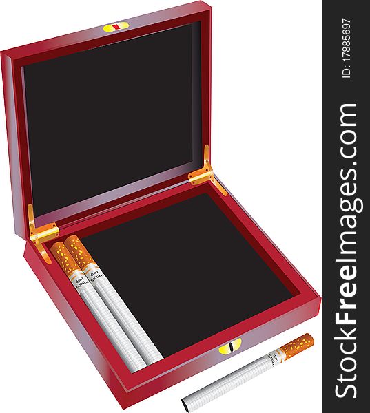 Black cigarette case with cigarettes. Black cigarette case with cigarettes