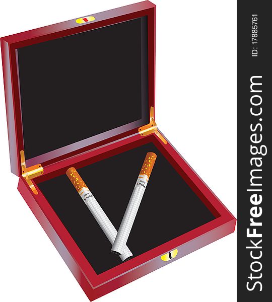 Black cgarette case with cigarettes. Black cgarette case with cigarettes