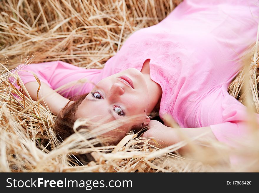 Girl lying in the field