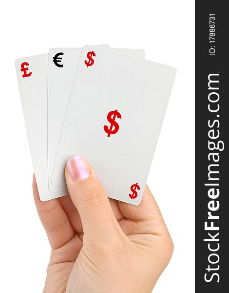 Hand and money cards