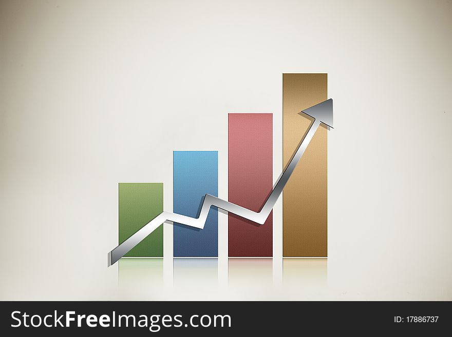 Illustrated glossy graph pointing up. Illustrated glossy graph pointing up