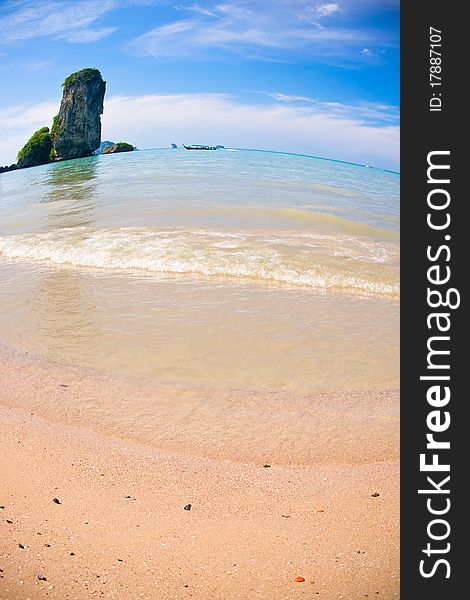 Sandy beach and turquoise sea, Krabi province, Thailand. Sandy beach and turquoise sea, Krabi province, Thailand