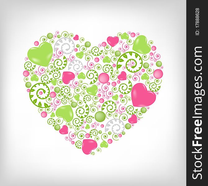 Greeting Heart Shape, Isolated On Grey Background, Vector Illustration. Greeting Heart Shape, Isolated On Grey Background, Vector Illustration
