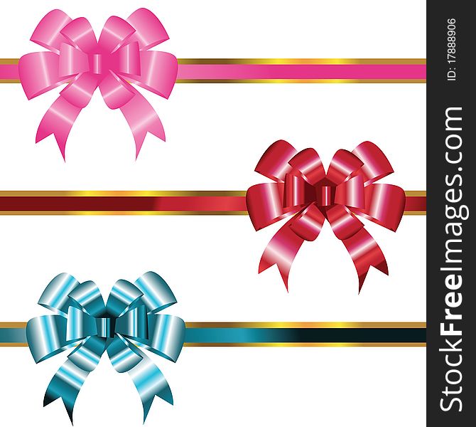 Set of gift tapes with bows. Set of gift tapes with bows