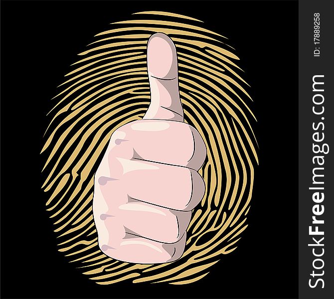 Thumb up with fingerprint background illustration