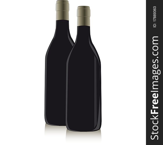 Glass bottle containing red wine. Glass bottle containing red wine