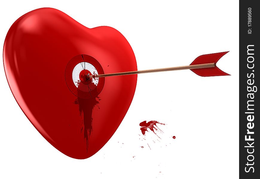 3d render heart with an arrow. 3d render heart with an arrow