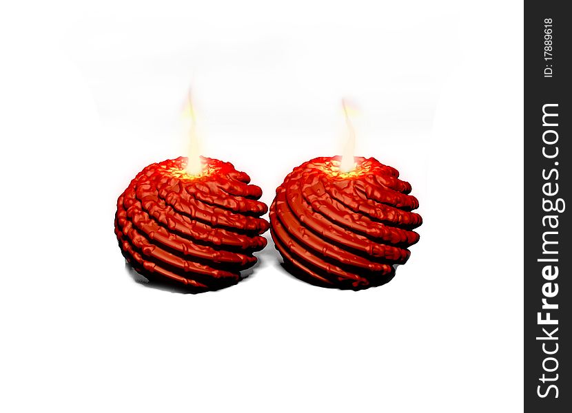 Red Christmas candles. 3d render