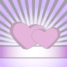 Pink Hearts On A Purple Background With Rays Stock Images Pink Hearts On A Purple Background With Rays Stock Images