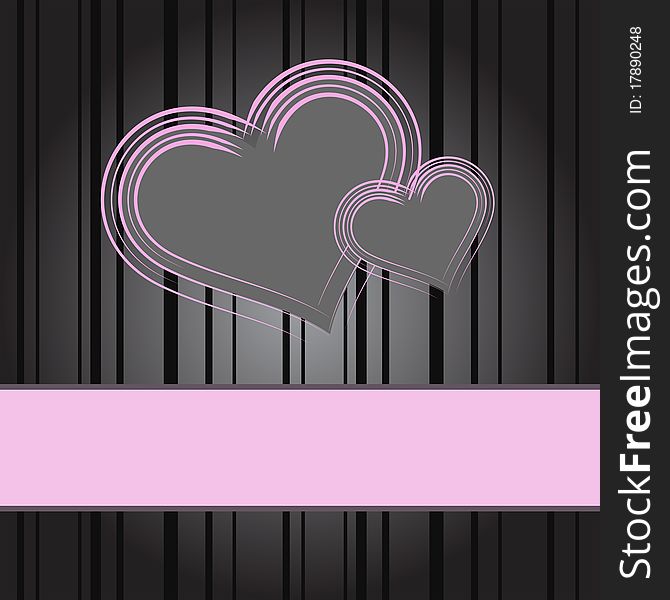Glamorous Valentine's card with a black background and pink heart. Glamorous Valentine's card with a black background and pink heart