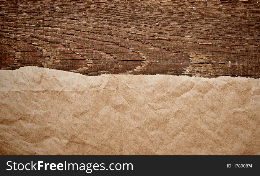 Old paper on border wood background