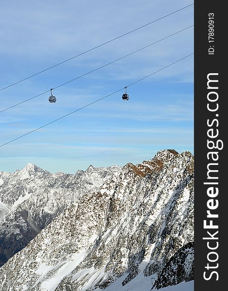 Gondola Ski Lift Above Alps Mountains