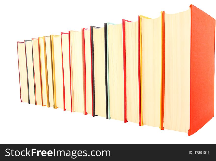 Group of colorful books from classical collection isolated on white. Group of colorful books from classical collection isolated on white