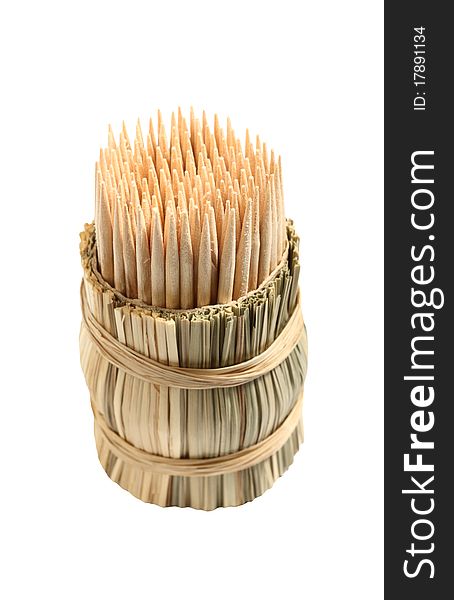 Set Of Toothpicks In Small Straw Jar