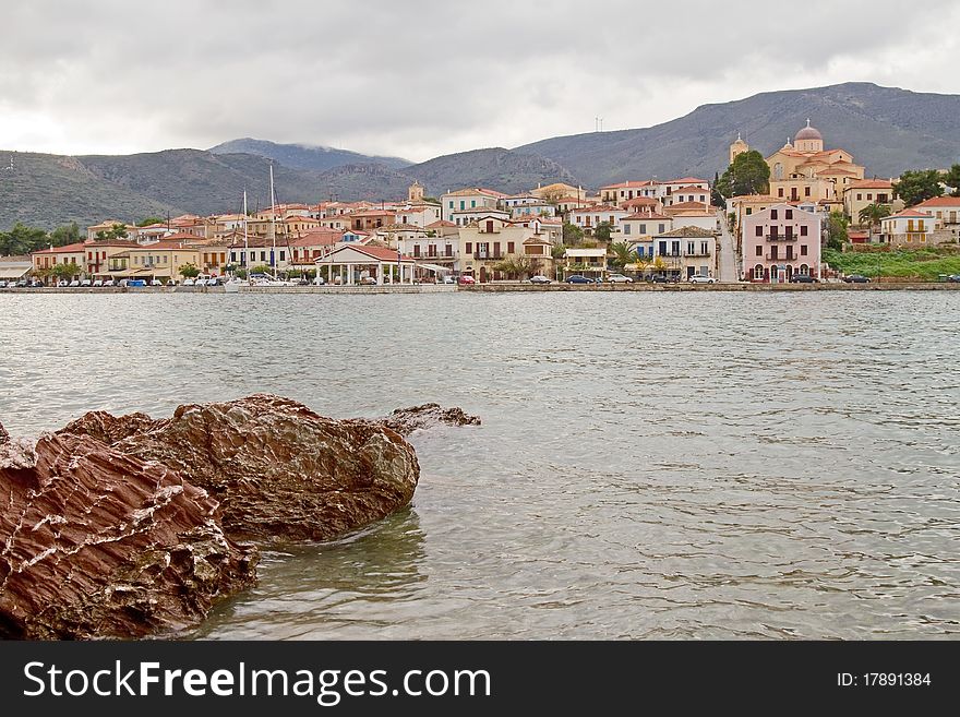 A view of the historic town of Galaxidi, Greece, from the opposite site of the bay. A view of the historic town of Galaxidi, Greece, from the opposite site of the bay