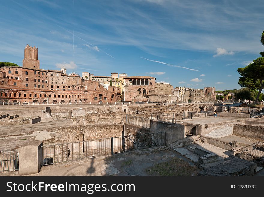 Panoramic view at the Trajan's Forum in Rome, Italy. Panoramic view at the Trajan's Forum in Rome, Italy