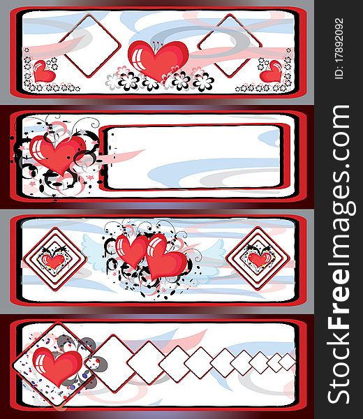 Four backgrounds banners with heart. Four backgrounds banners with heart
