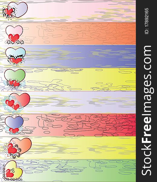 Four backgrounds banners with hearts. Four backgrounds banners with hearts