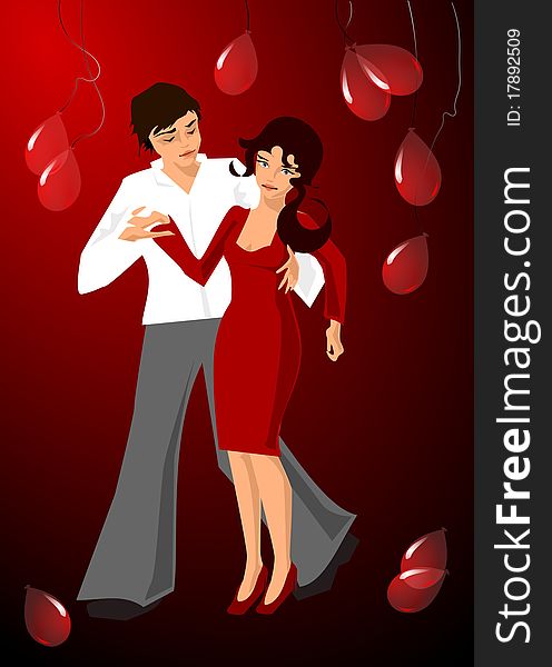 Illustration of a dancing couple woman man,. Illustration of a dancing couple woman man,
