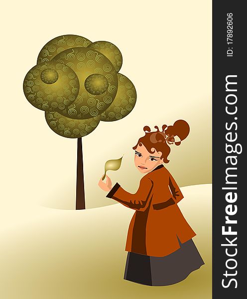 illustration of a leaf from the leaf of a girl against a tree, you can image vector, scale, change,. illustration of a leaf from the leaf of a girl against a tree, you can image vector, scale, change,