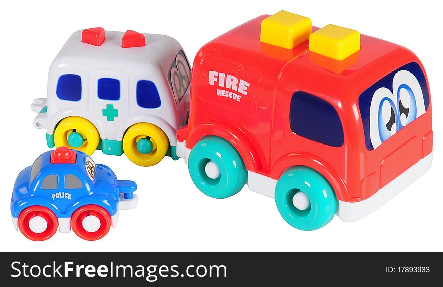 Colorful car toys over white. Colorful car toys over white.