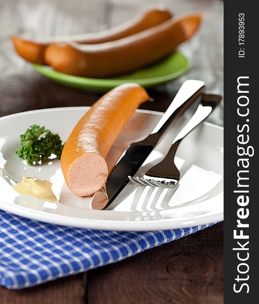 Fresh Bockwurst (sausage) With Mustard