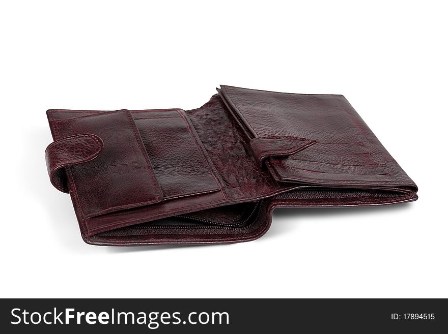 The open men's wallet isolated on white with clipping path