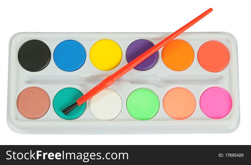 Water color palette isolated over white. Water color palette isolated over white.
