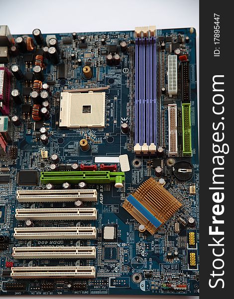 Circuit board of computer without processor.