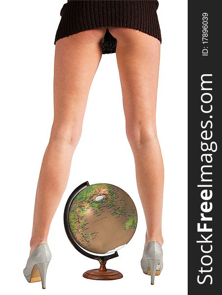 The long slim legs and terrestrial globe. The long slim legs and terrestrial globe