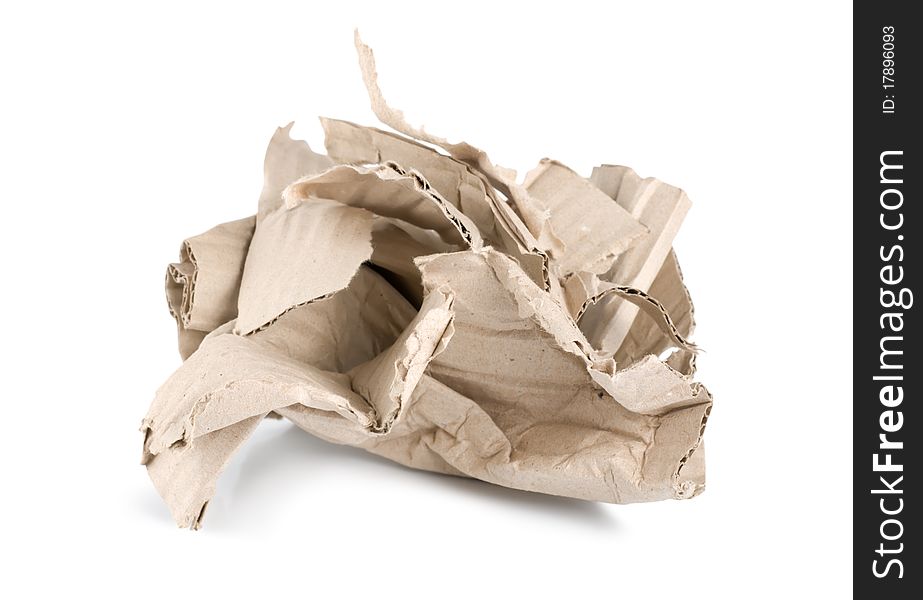 Crumpled cardboard isolated on a white background