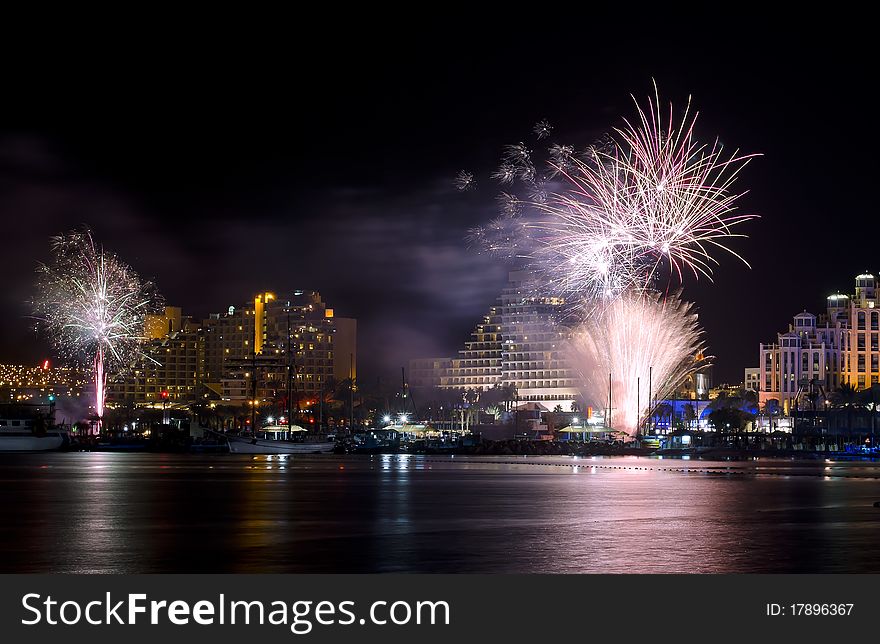 Festive fireworks in Eilat, Israel