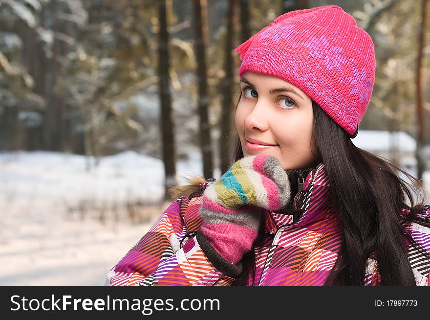Beautiful young woman outdoor in winter. Beautiful young woman outdoor in winter