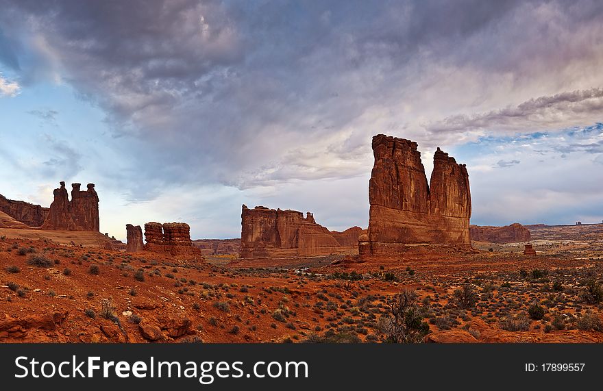 Dramatic sky over Arches National Park, Utah. Dramatic sky over Arches National Park, Utah.