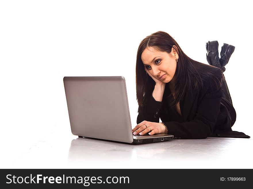 Woman is chatting with laptop