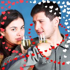 Young People With Champagne Glasses Royalty Free Stock Image