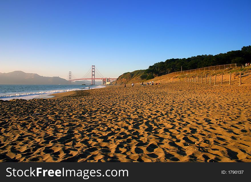 Baker Beach is a state and national public beach on the Pacific Ocean coast, on the San Francisco peninsula. Baker Beach is a state and national public beach on the Pacific Ocean coast, on the San Francisco peninsula