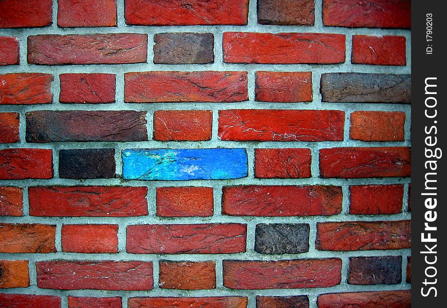 Blue brick. Hiding-place in the wall.