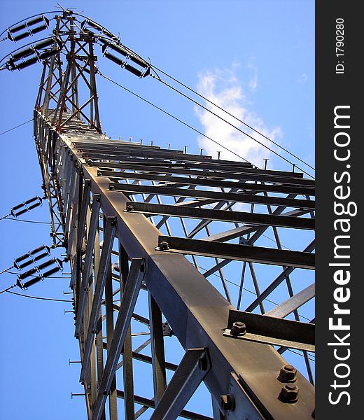 Blue sky and high steel electric line. Blue sky and high steel electric line