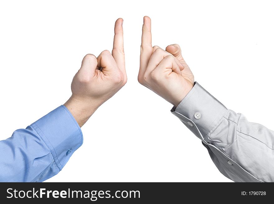 Business Men With Middle Finger In Front, Isolated On Background