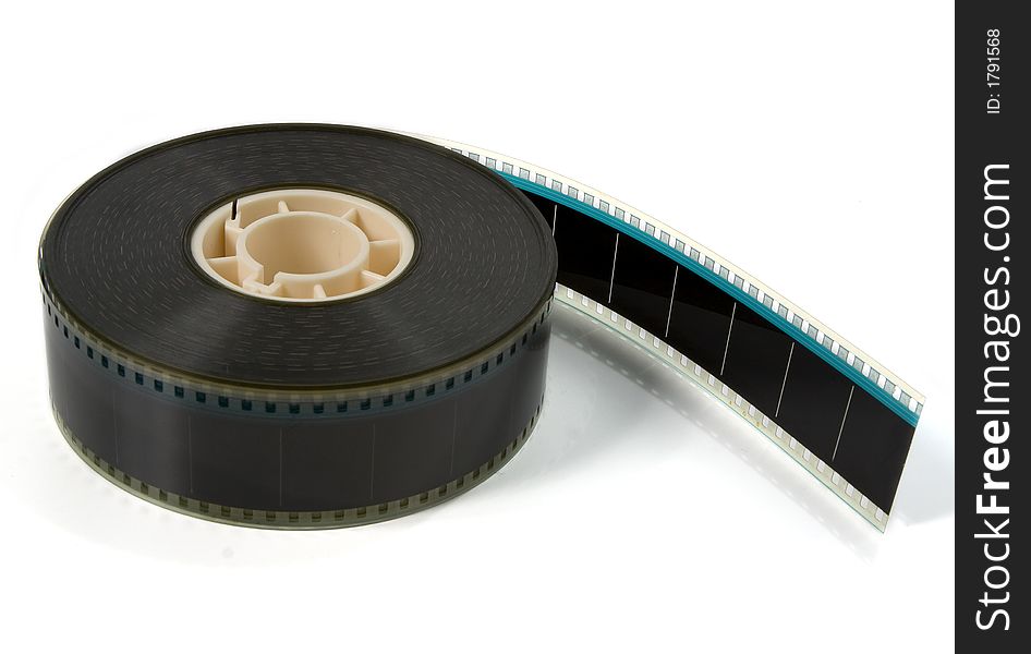 A 35mm movie film trailer - on white