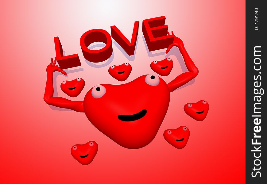 A happy set of loving hearts for romantic concepts. A happy set of loving hearts for romantic concepts.