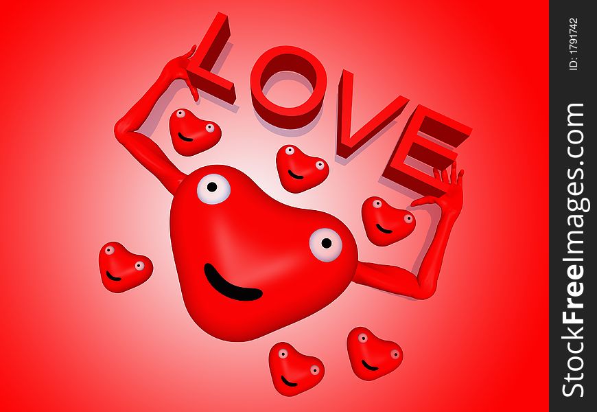 A happy set of loving hearts for romantic concepts. A happy set of loving hearts for romantic concepts.